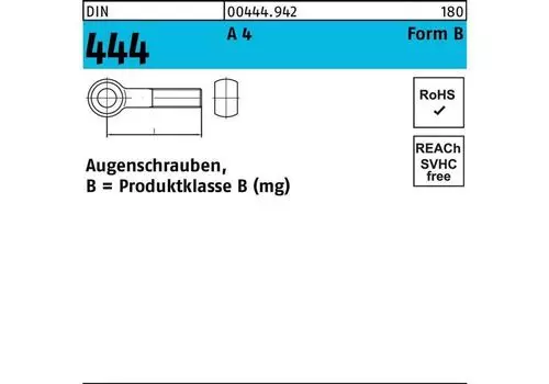 Рым-болт DIN 444 форма B BM 20 x 160 A 4 Diverse