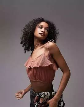 Ржавая пляжная майка Topshop Coord с кисточками