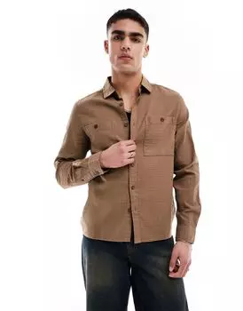 Ржавая рубашка вафельного цвета с накладным карманом ASOS DESIGN
