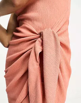 Ржавая текстурированная юбка на одно плечо с запахом ASOS DESIGN