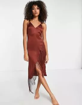 Ржавое пляжное платье мидакси с бахромой и бахромой ASOS DESIGN