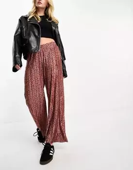 Ржавые плиссированные брюки-кюлоты ASOS в горошек
