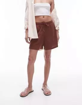 Ржавые повседневные шорты с мятым эффектом и кулиской Topshop