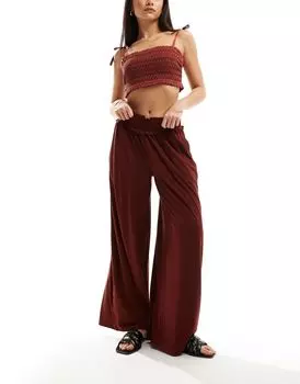 Ржавые широкие брюки с присборенной талией ASOS DESIGN