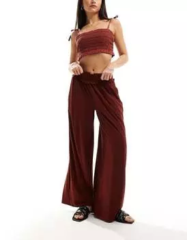 Ржавые широкие брюки с присборенной талией ASOS DESIGN