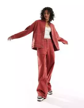 Ржавые широкие джинсы Bolongaro Trevor с контрастной строчкой