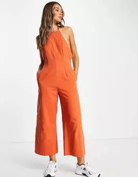 Ржавый комбинезон с широкими штанинами и ремешками на бретельках ASOS DESIGN