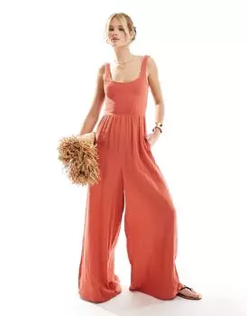 Ржавый комбинезон широкого кроя с круглым вырезом ASOS DESIGN