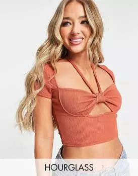 Ржавый топ с короткими рукавами и бюстгальтером ASOS DESIGN Hourglass