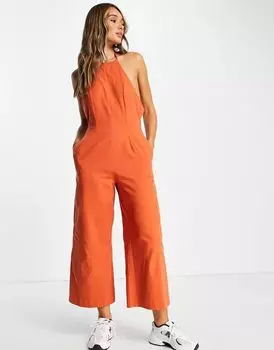 Ржавый твиловый комбинезон с широкими бретелями и лямками ASOS