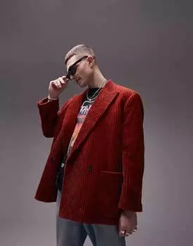 Ржавый вельветовый блейзер свободного кроя Topman