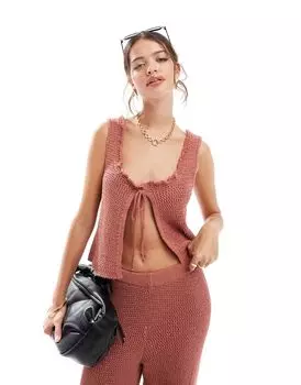 Ржавый вязаный жилет с завязкой спереди ASOS DESIGN — часть комплекта