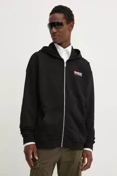 S-BOXT-HOOD-ZIP-DIV хлопковая толстовка Diesel, черный