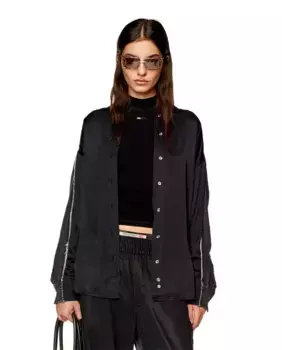 S-DOU-DNM-FL Женская рубашка на пуговицах с длинным рукавом Diesel, черный