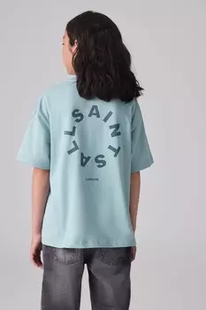 С круглым вырезом и логотипом Smallsaints, синий