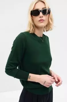 С круглым вырезом из шерсти мериноса Gap, зеленый