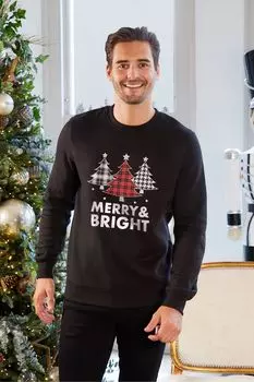 С круглым вырезом с елочными мотивами Threadbare, черный