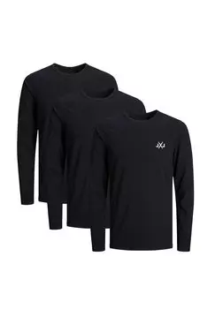 С ЛОГОТИПОМ Corise Infinity Crew Neck 3-Pack Jack & Jones, Рубашка с длинными рукавами черный