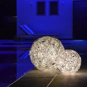 S.luce Mesh LED проволочный шар для использования в помещении и на улице, теплый белый, цвет: черный, размер: 30 см, серебро