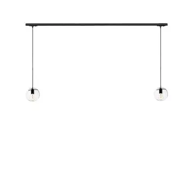 S.luce Orb стеклянный подвесной светильник от 2 до 5 лампочек, включая 1-фазную направляющую систему, черный/прозрачный, черный плафон 20 см, круглый центральный фидер на 2 лампочки