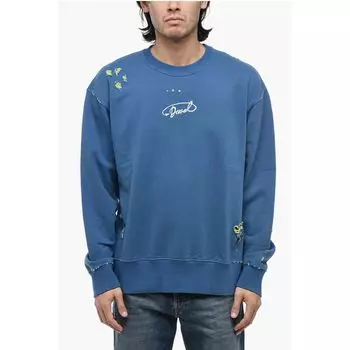 S-MACS-L2 Состаренная толстовка с вышитым логотипом Diesel, Blue