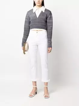 'S Max Mara джинсы узкого кроя с бахромой, белый