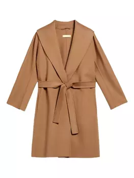 'S Max Mara шерстяное пальто с поясом и воротником-шалью, коричневый