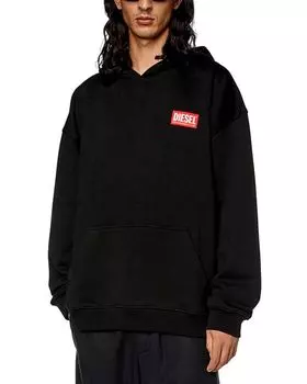 S-Nlabel-Hood-L1 Толстовка свободного кроя из хлопка с нашивкой-логотипом Diesel, цвет Black