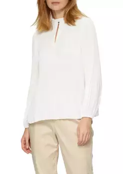 S.Oliver BLACK LABEL блузка с длинными рукавами, плиссированными рукавами и воротником стойкой, белый