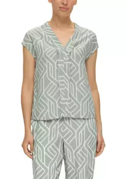 S.Oliver BLACK LABEL блузка с короткими рукавами и принтом по всей поверхности, зеленый