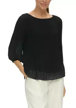 S.Oliver BLACK LABEL плиссированная блузка с полупрозрачными длинными рукавами, черный