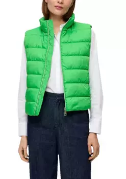 S.Oliver BLACK LABEL стеганый жилет, с воротником стойкой, зеленый