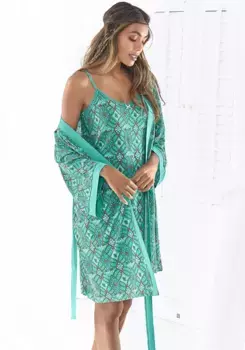 S.Oliver Кимоно с орнаментальным принтом на завязке, зеленый