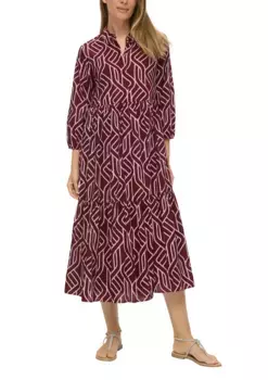 S.Oliver Платье-туника BLACK LABEL, длинные рукава с принтом по всей поверхности S.Oliver Black Label, красный