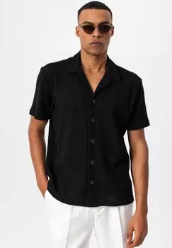 С УЗОРОМ Taipei Antioch, С КОРОТКИМИ РУКАВАМИ ВОРОТНИК С ЛАцКАНАМИ Рубашка черный