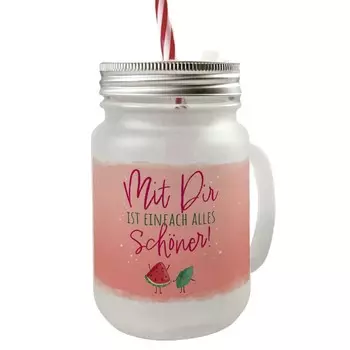 С вами все просто красиво Стакан для питья Mason Jar с ручкой и крышкой speecheese, красный
