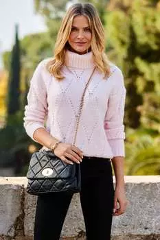 С водолазкой и узором «пуанты» Sosandar, розовый