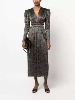 Sabina Musayev платье миди Henrietta с эффектом металлик, черный