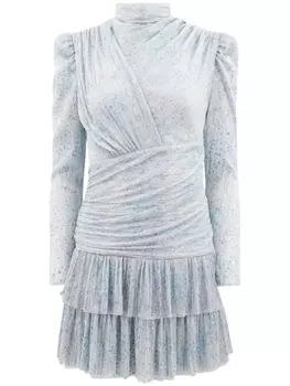 Sabina Musayev платье мини Brenda в мелкую точку, серебристый