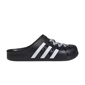 Сабо Adilette Clog 'Black White Laces', черный