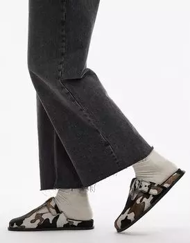 Сабо Annie из кожи с пряжкой в леопардовом стиле Topshop