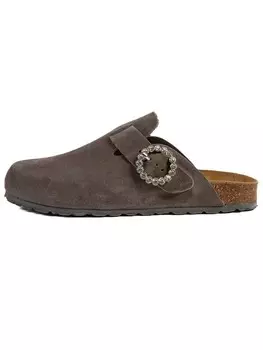 Сабо billowy Leder-Clogs, антрацит