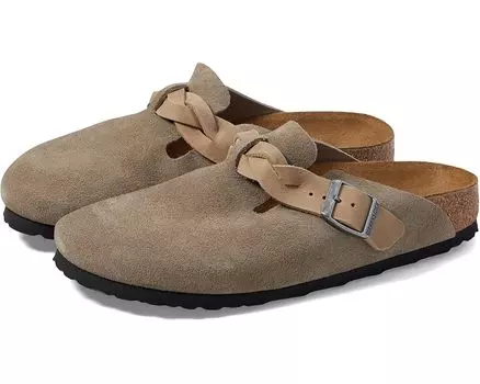 Сабо Birkenstock Boston Braid - Suede, серо-коричневый