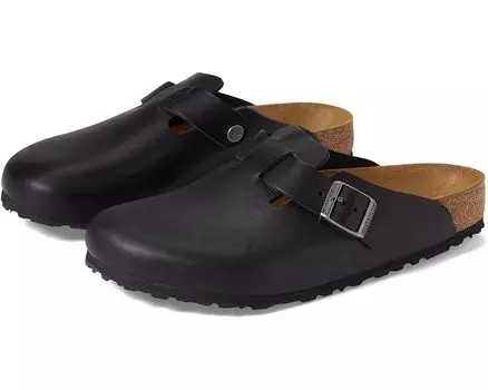 Сабо Birkenstock Boston Grip - Leather (Unisex), цвет Vintage Black Leather