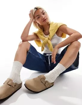 Сабо Birkenstock Boston из кожи, пропитанной табачным маслом