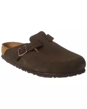 Сабо Birkenstock Boston Soft Footbed из замши и кожи, коричневый