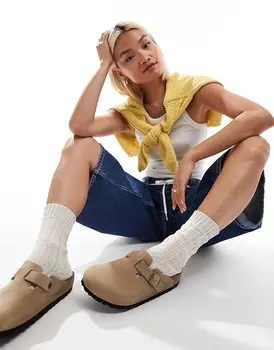 Сабо Birkenstock унисекс Boston из кожи, пропитанной табачным маслом