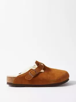 Сабо boston на подкладке из овчины Birkenstock, коричневый
