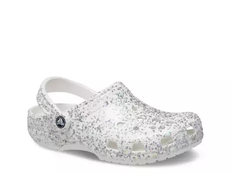 Сабо Classic Starry Glitter Clog Crocs, белый/серебряный