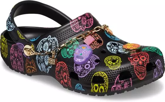 Сабо Crocs Classic Clog - Seasonal Graphic, цвет Black/Multi Dia De Los Muertos
